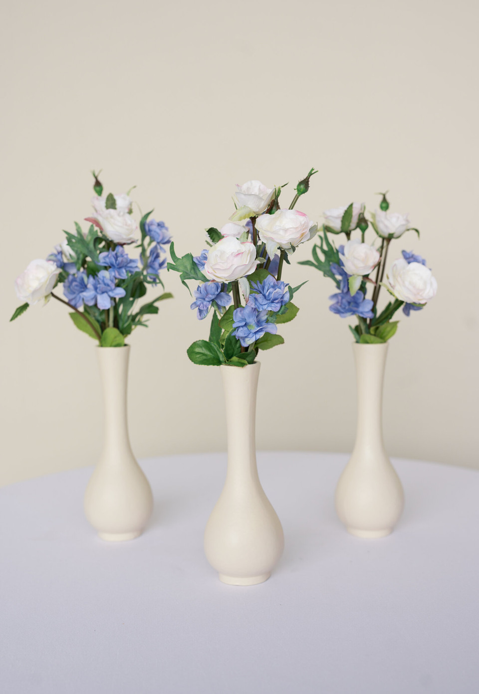 White Rose & Blue Larkspur Bud Vase Bundle