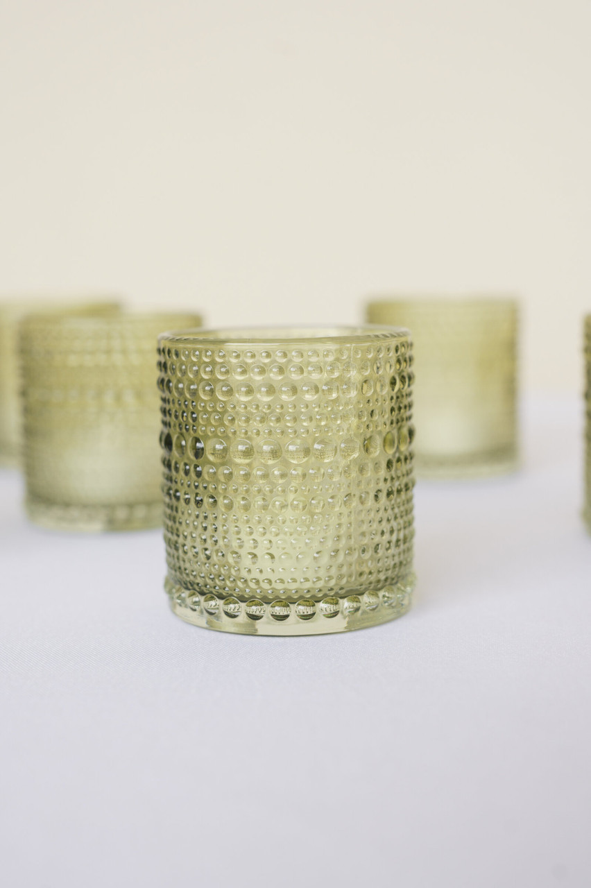 Green Glass Votives (Set of 9)