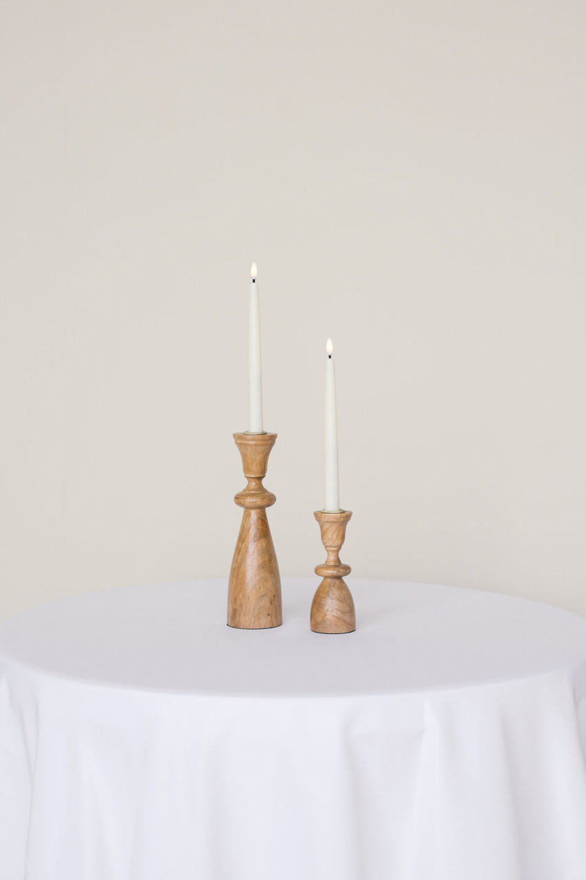 Mango Wood Candlesticks (Set of 2)