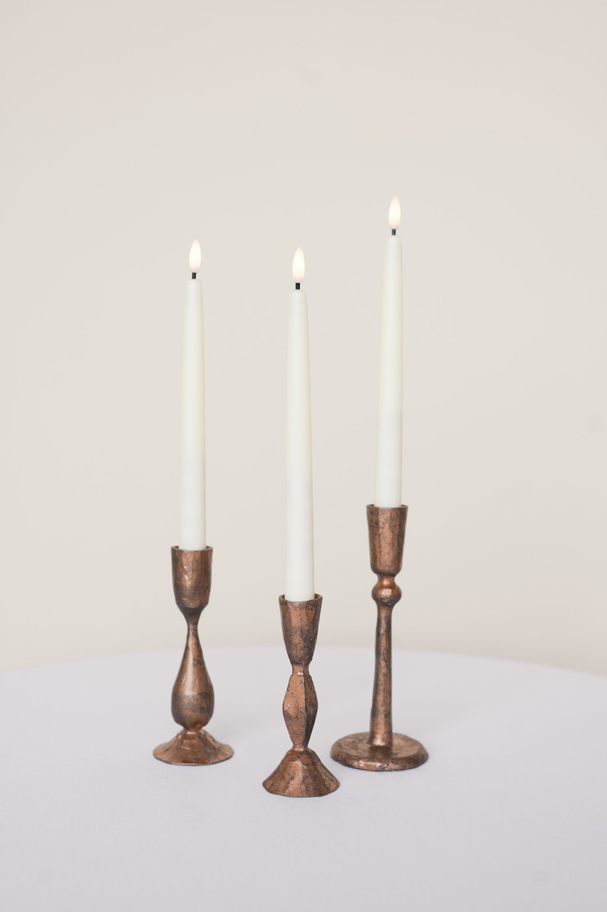 Antique Copper Candlesticks Set of 3
