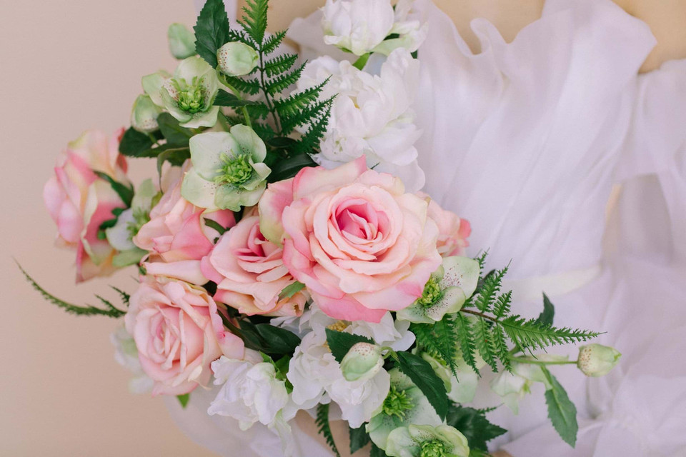 Silk Salmon and Apricot Colored Rose Bridal Bouquet | Something