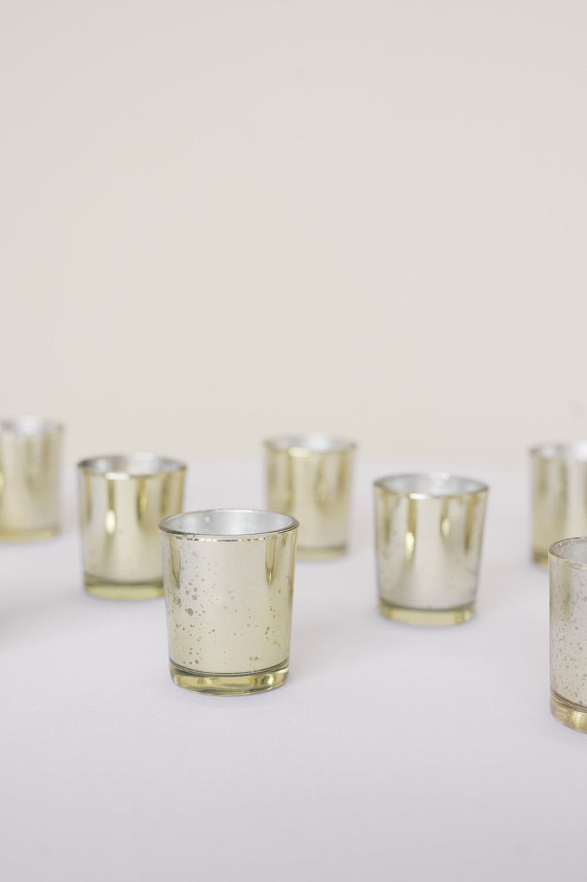 Mercury Gold Glass Votives (Set of 12)