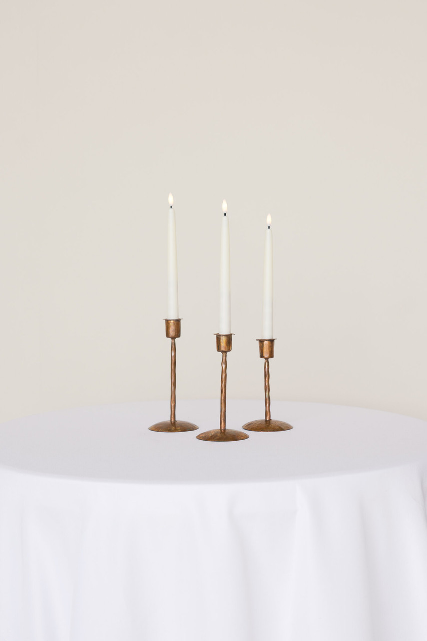 Burnt Copper Candlesticks Set of 3