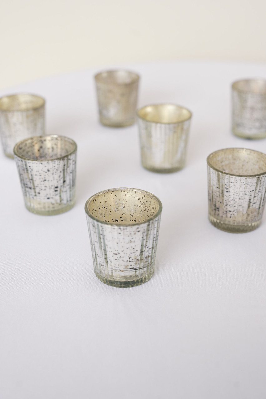 Silver Glass Votives (Set of 12)