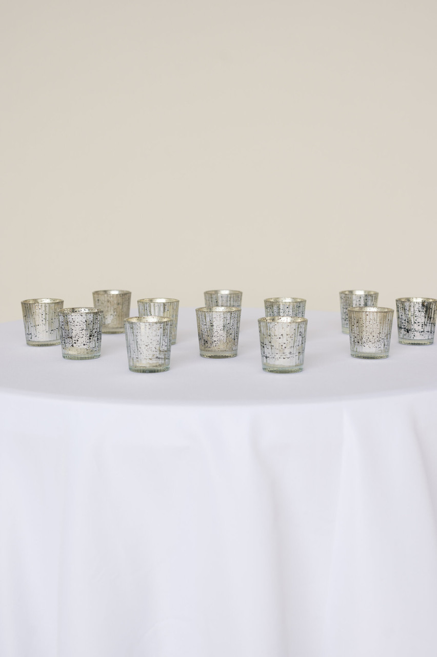 Silver Glass Votives (Set of 12)