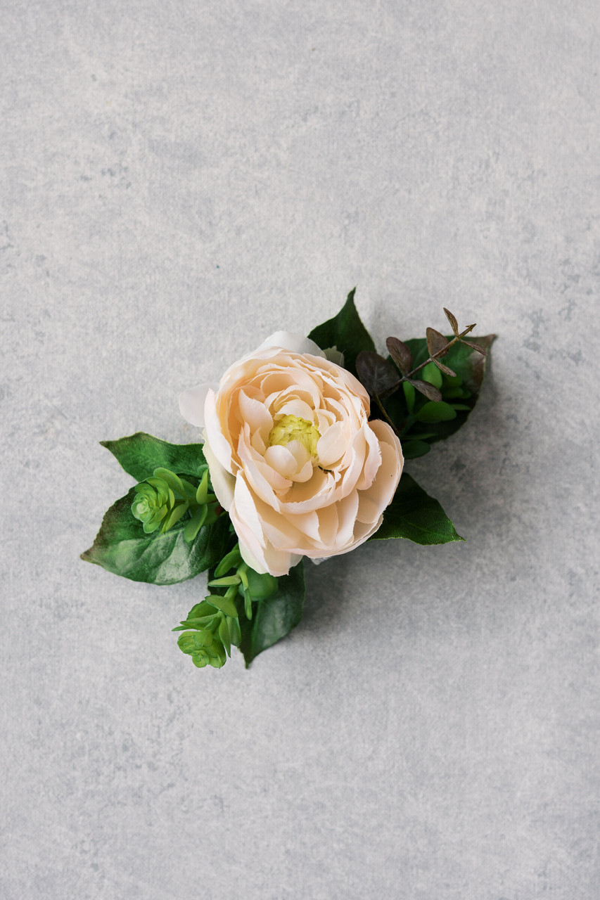 Silk Peach Ranunculus Corsage | Something Borrowed Blooms