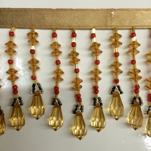 Burgundy, Brown & Green CRYSTAL BEADED FRINGE Trim 2.75" Width CBF-19/33-7-17 Interior Design / Home Furnishing   