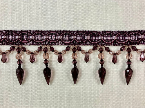 Purple & Lilac Crystal Beaded Tassel Fringe Trim 4" Width TF-32/29-27 Upholstery / Drapery / Interior Design / Home Furnishing / Handmade