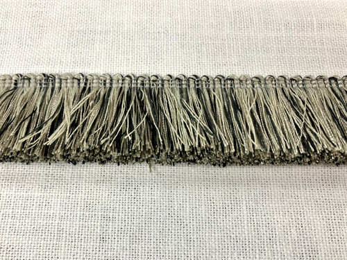 Silver & Dark Grey Thick BRUSH FRINGE Trim 2" Width BRF-2/50-37-47  Upholstery / Drapery / Interior Design 