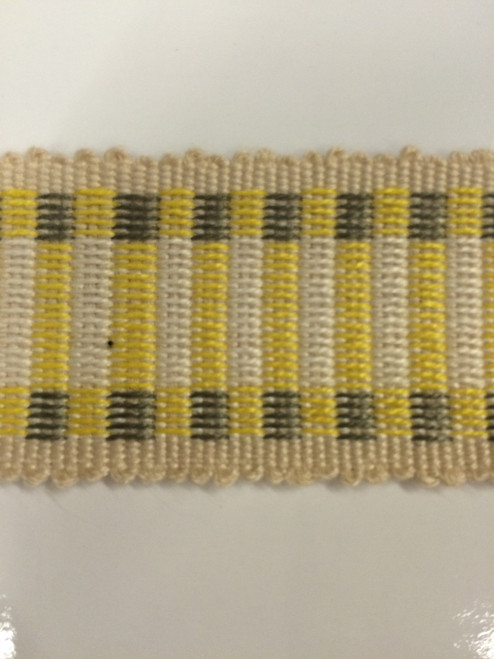 1.5" COTTON GIMP HEADER BRAID-5/2-10-37         CREAM,YELLOW & GREY