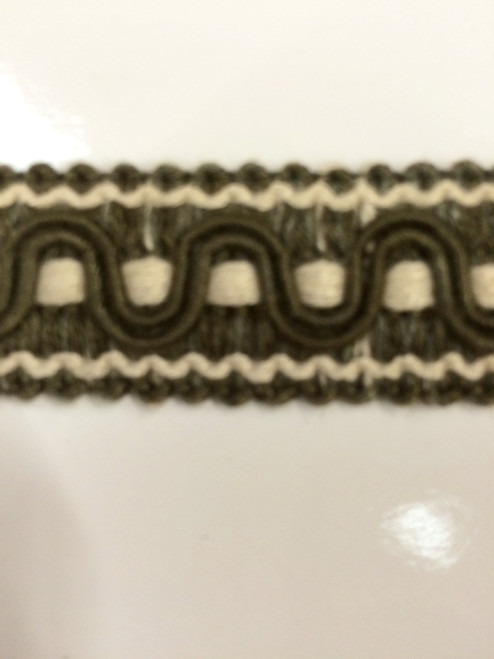 7/8" COTTON GIMP HEADER-59/2-17   CREAM & LODEN GREEN  Upholstery Drapery Interior Design Home Furnishing