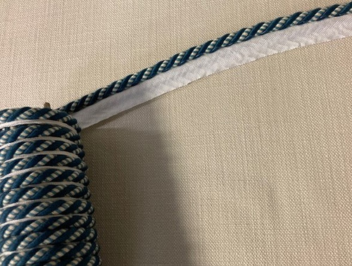 Cream, Blue & Turquoise 100% Cotton Twisted Cord Edge Trim 3/8" Width CE-3/2-46-44 Upholstery / Drapery 