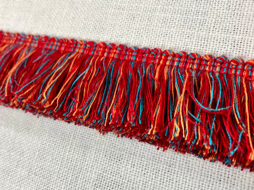 Turquoise, Red & Amber 100% Cotton Brush Fringe Trim 2" Width BRF-2/44-30-49 Upholstery / Drapery / Interior Design      