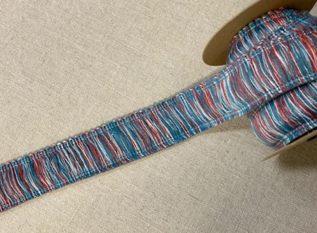 WHITE,RED & TURQUOISE 100% COTTON BRUSH FRINGE Trim 2" Width BRF-2/1-30-44 Upholstery / Drapery / Interior Design   