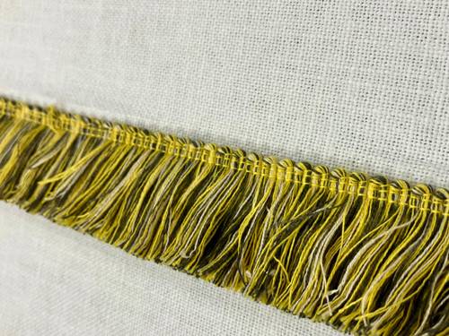 Cream, Yellow & Dark Grey COTTON BRUSH FRINGE Trim 2" Width BRF-2/2-10-37 Upholstery / Drapery / Interior Design 