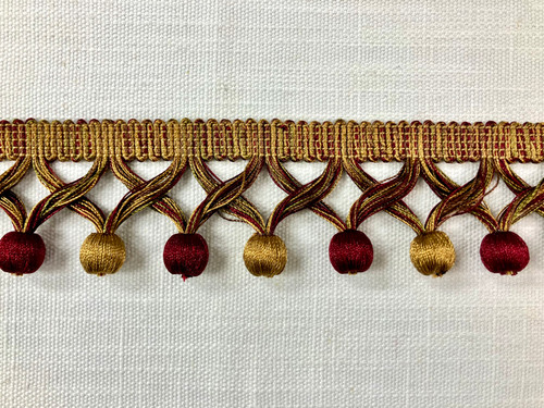 Cranberry & Gold Tassel Fringe Trim 2" Width TF-59/33-7-17 Upholstery / Drapery / Interior Design 