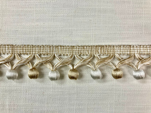 Creamy White & Beige Tassel Fringe Trim 2" Width TF-59/3-2 Upholstery / Drapery 