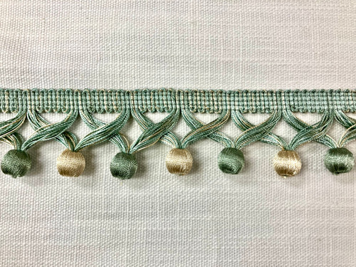 Aqua & Beige TASSEL FRINGE Trim 2" Width TF-59/39-3 Upholstery / Drapery / Interior Design / Home Furnishing