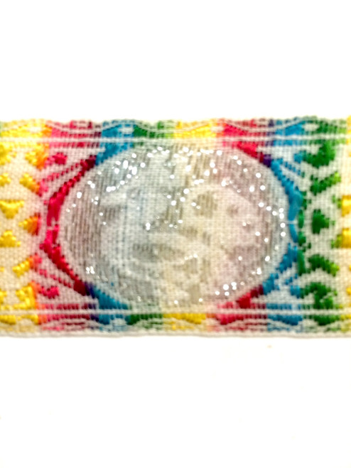 1.5" WOVEN JACQUARD-1813     METALLIC SILVER / MULTI