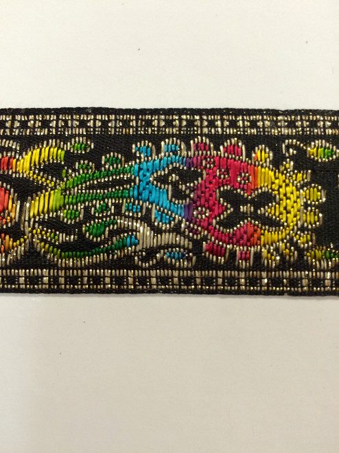 1.5" WOVEN JACQUARD-714     METALLIC GOLD / MULTI