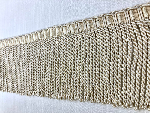 Cream BULLION FRINGE Trim 9" Width BUF-9/2 With Elegant Gimp Header / Upholstery / Drapery / Interior Design