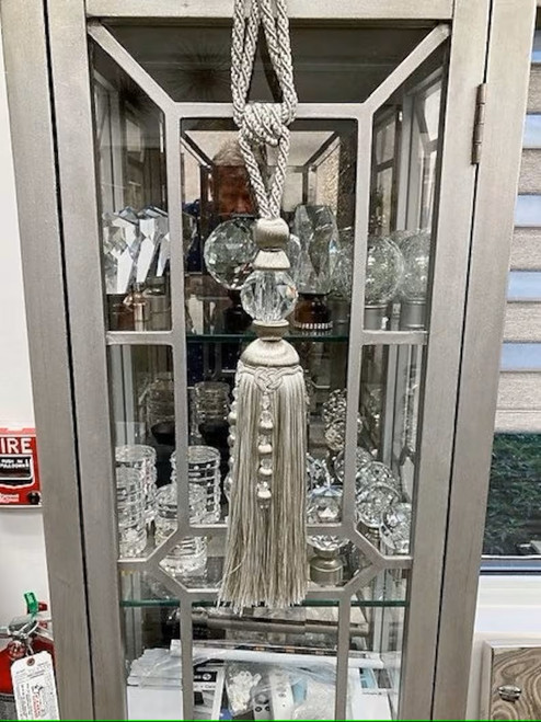 Silver & Cream 13" Single Crystal Curtain Tieback  SCTB-16/50-2 