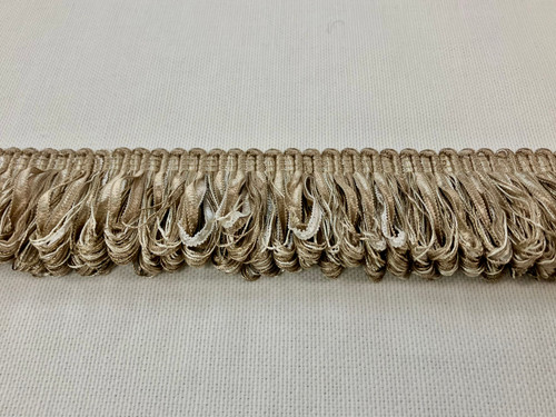Taupe & Creamy White Thick Fancy Loop Ribbon Fringe 2" Width Trim LPF-2/4-2 Upholstery / Interior Design / Home Furnishing