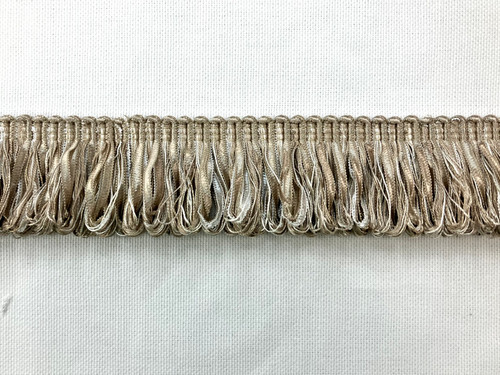 Taupe & Creamy White Thick Fancy Loop Ribbon Fringe 2" Width Trim LPF-2/4-2 Upholstery / Interior Design / Home Furnishing