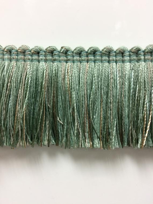 1.75" Brush Fringe Trim Extra  BRF-3/39-4  Green & Taupe 