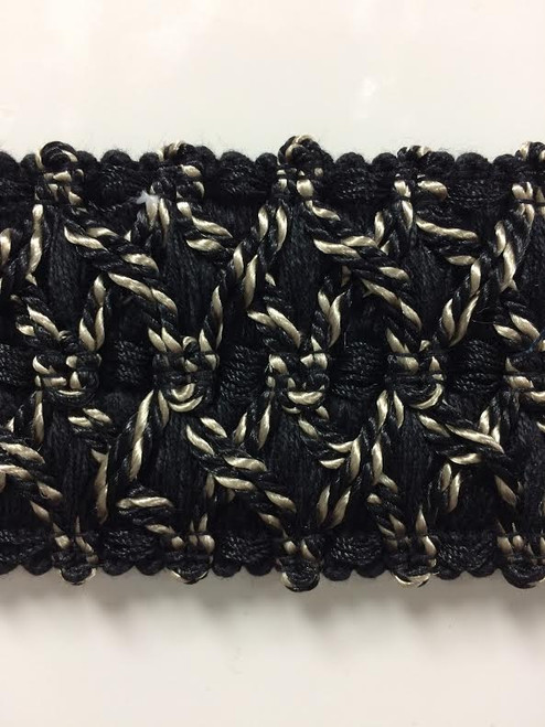 2.25" Fancy Gimp Header Tape  H-70/47-4  (Black & Taupe)