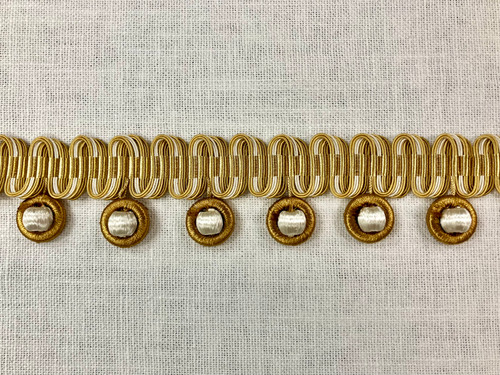Gold, Light Gold & Creamy White French Tassel Fringe Trim 2.25" Width TF-67/11-12-2 Upholstery / Drapery 