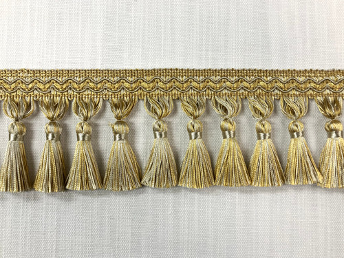 Silver Blue, Beige & Gold 3.5" Width Tassel Fringe Trim TF-5/40-3-12 Upholstery / Drapery / Interior Design / Home Furnishing 