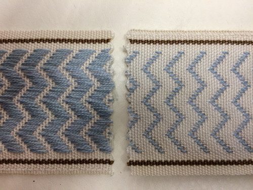  NATURAL DUSTY BLUE AND BROWN WOVEN EMBROIDERY REVERSIBLE TRIM TAPE 2" Width H-71/119 Upholstery / Interior Design 
