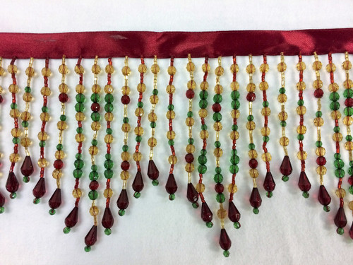 Crystal Beaded Fringe Jewel Tone 5.5" Width CBF-38/33-12-17 Upholstery / Drapery 