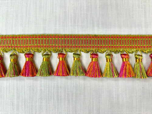 Pink, Green & Orange 3.25" Tassel Fringe Trim TF-80/20-14 Interior design / Upholstery / Drapery / Home Decorating / Embellishment 