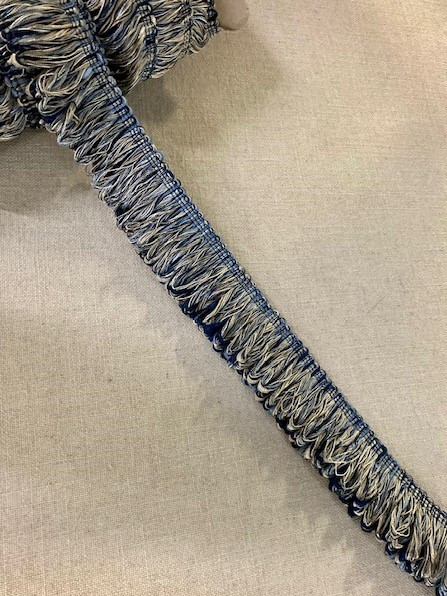 Navy, French Blue & Beige Extra Thick Loop Fringe Trim 2.25" Width LPF-3/46-41 Upholstery / Drapery / Interior Design 