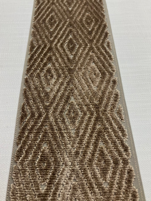 Taupe Woven Velvet Embroidery Trim Tape 4.5" Width H-1104/3 Upholstery / Drapery / Interior Design / Home Furnishing
