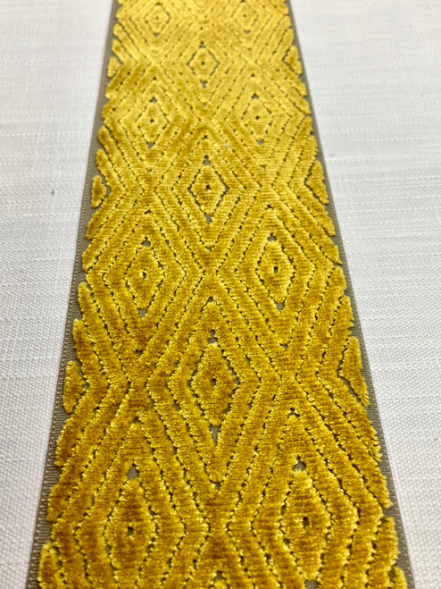 Taupe & Light Gold Woven Velvet Embroidery Trim Tape 4.5" Width H-1104/6 Upholstery / Drapery / Interior Design 