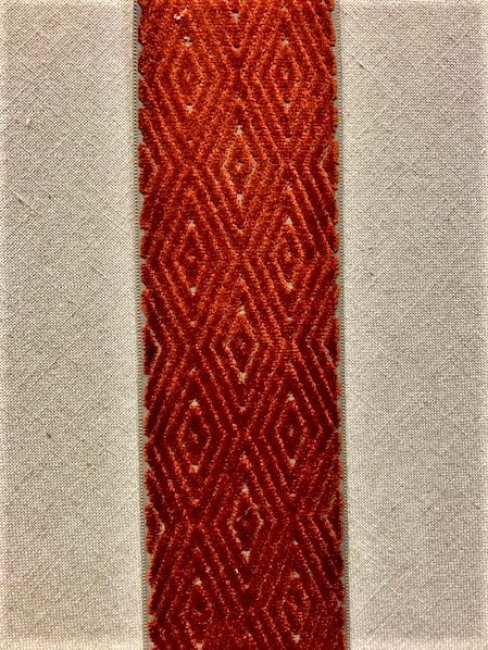 Taupe & Orange Woven Velvet Embroidery Trim Tape 4.5" Width H-1104/7 Upholstery / Interior Design 