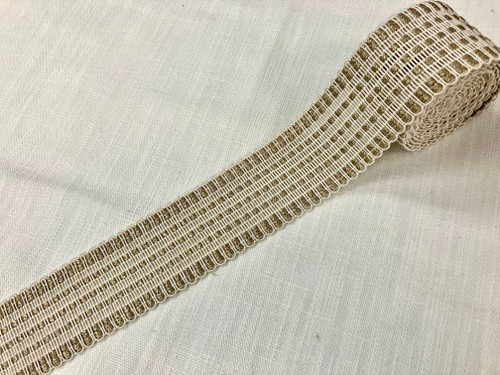 Beige & Cream Knitted Trim Tape  2.25" Width HB-10/1-2  Upholstery / Drapery / Home Furnishing