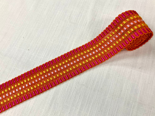 Orange, Pink & Yellow Knitted Trim Tape 2.25" Width HB-10/49-20 Upholstery / Drapery  / Interior Design / Home Furnishing