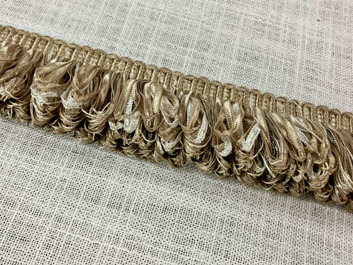 Beige & Creamy White Extra Thick Loop Fringe Trim  2.25" Width Funhouse Collection LPF-3/3-2 Upholstery / Drapery / interior Design