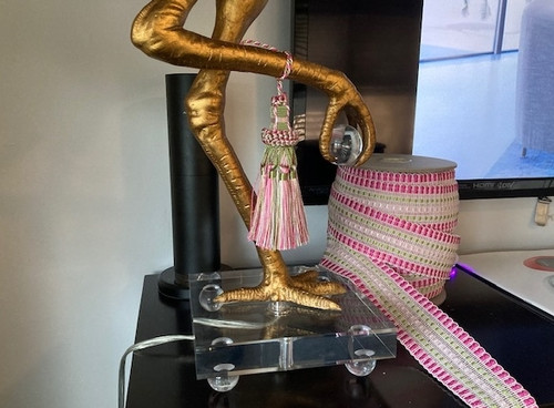 Pink, Dark Pink & Mint 5.5" Key Tassel With 5.5" Twisted Loop Cord KT-22/18-13 Upholstery / Drapery / Interior Design / Home Furnishing