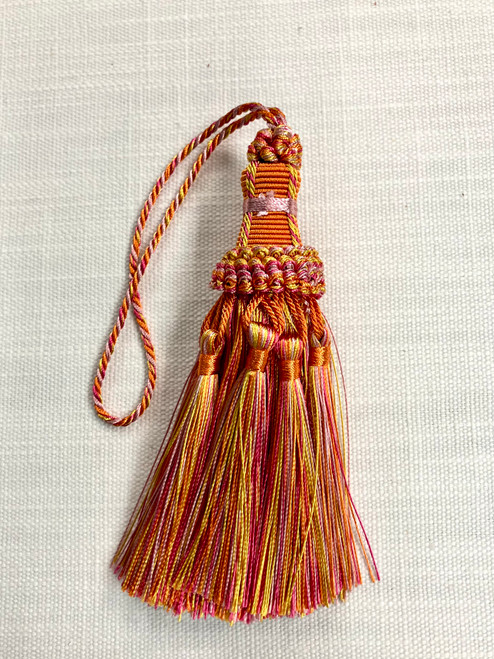 Orange, Pink & Yellow 5.5" Key Tassel With a 5.5" Twisted Loop Cord KT-22/49-20 Upholstery / Drapery / Interior Design / Home Furnishing