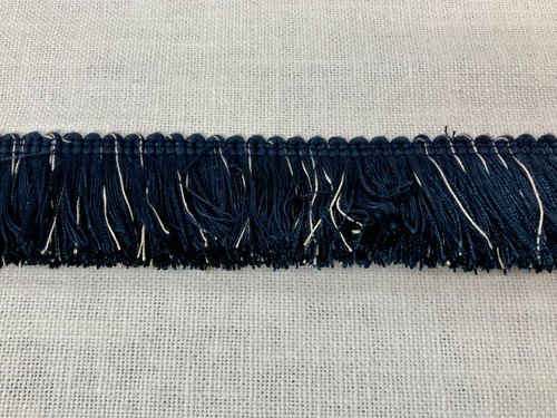 Navy, French Blue & Beige 1.75" Width Extra Thick Brush Fringe Trim BRF-3/46-4 Designer Upholstery & Drapery / Luxury Interior Design & Furnishings
