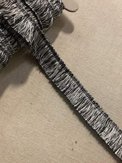Black & Winter White Extra Thick Brush Fringe Trim 1.75" Width BRF-4/47-1 Upholstery / Drapery / Luxury Interior Design / Designer Embellishment / Decorative accents
