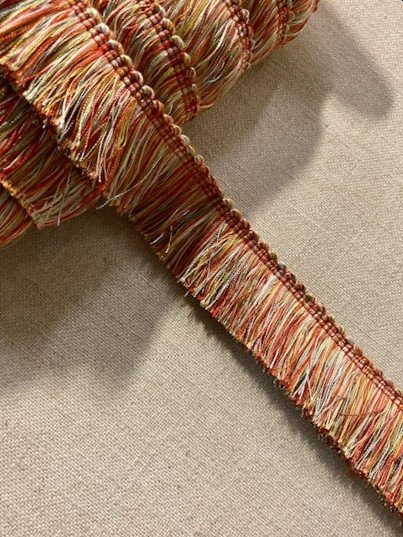 Rust, Turq, Green & Cream Thick Modern Brush Fringe Trim 1.75" Width BRF-4/35-44 Designer Upholstery & Drapery / Luxury Interior Design / Home Furnishing