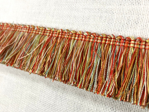Rust, Turq, Green & Cream Thick Modern Brush Fringe Trim 1.75" Width BRF-4/35-44 Designer Upholstery & Drapery / Luxury Interior Design / Home Furnishing