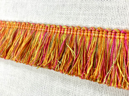 Pink, Green & Orange Extra Thick Brush Fringe Trim 1.75" Width BRF-4/20-14 Upholstery / Drapery / Interior Design / Embellishment