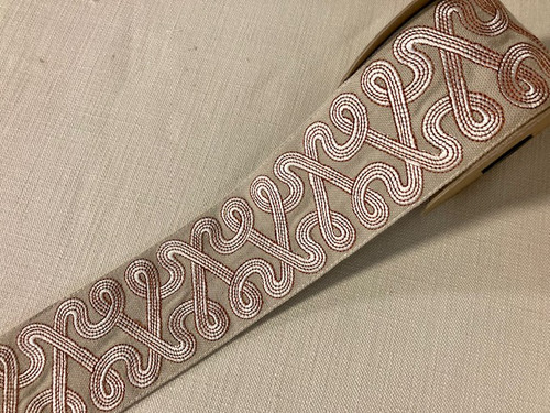 3" Beige, Red & Cream High Quality Woven Embroidery Trim Tape H-013/3-30 